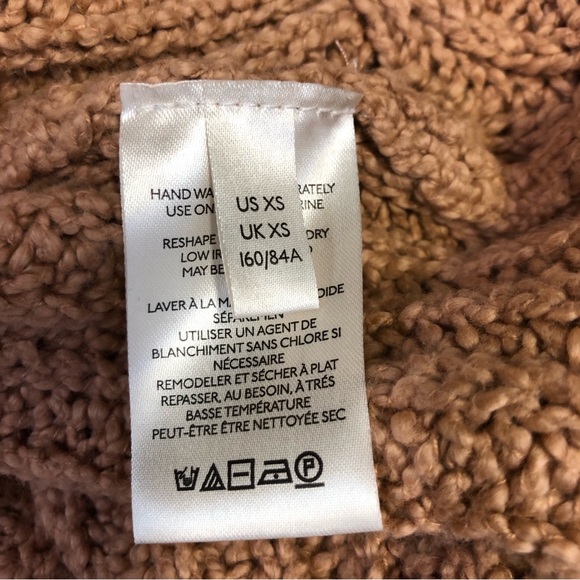 Free People Seasons Change Sweater In Almond Mock Neck Cable Knit - Picture 9 of 10